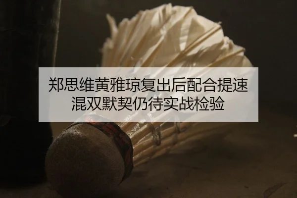 郑思维黄雅琼复出后配合提速 混双默契仍待实战检验